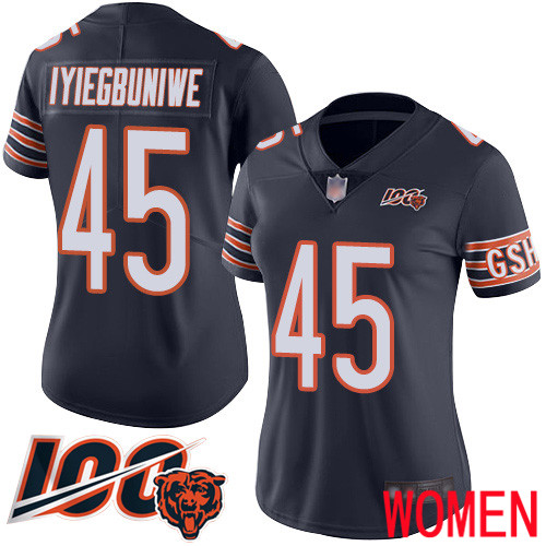 Chicago Bears Limited Navy Blue Women Joel Iyiegbuniwe Home Jersey NFL Football #45 100th Season